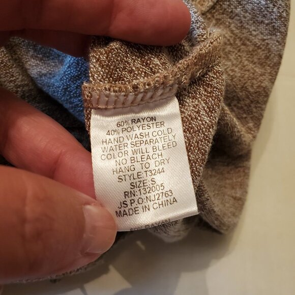 Entro Fringe High Low Hem Open Weave Pullover Long Sleeve Blouse Small - Picture 12 of 16